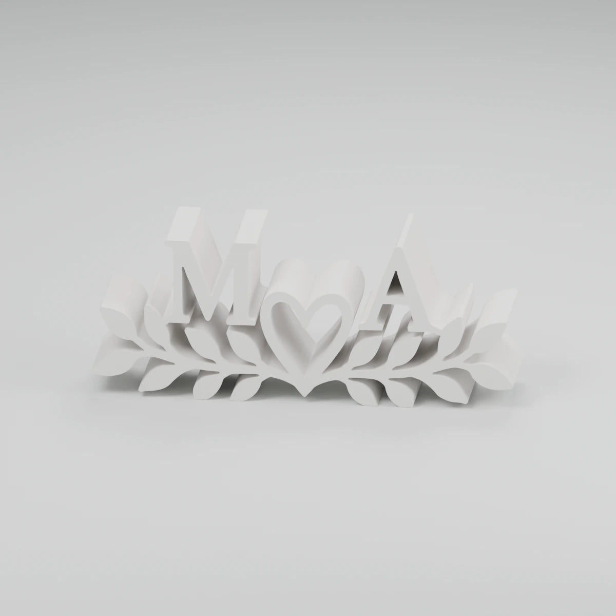 Leafy Initials cake topper — digital render